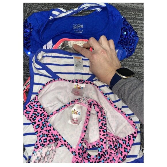 Girls Size 10-12 Clothing Bundle – 5-Piece Lot Dresses Swimsuit Tee Shorts – Hea - Picture 12 of 12